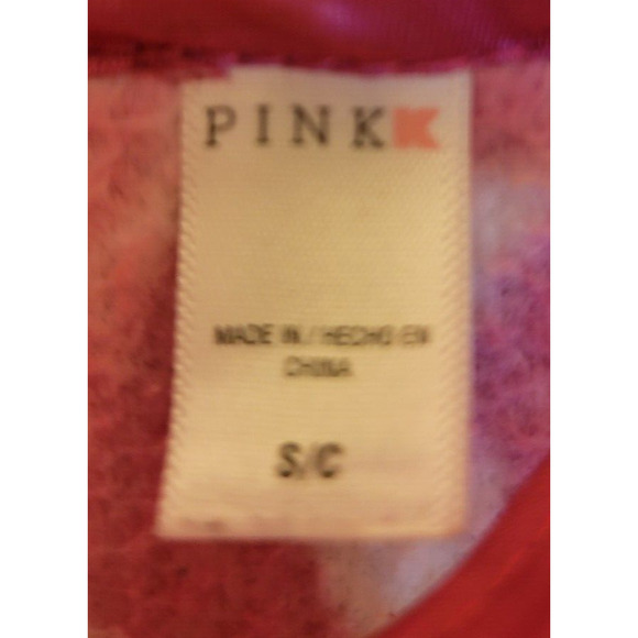 PINK K Sleep wear Robe Pink Damask Print Plush Chunky Women's Sz Small - Picture 3 of 11